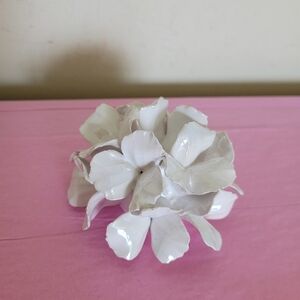 Capodimonte white porcelain flower. For table decor. Can be a candle holderITALY